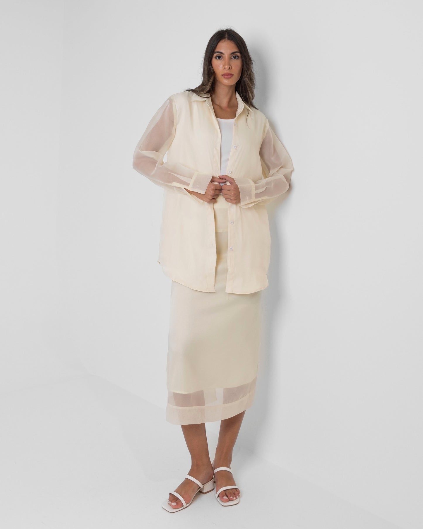 Organza Crème Skirt Set