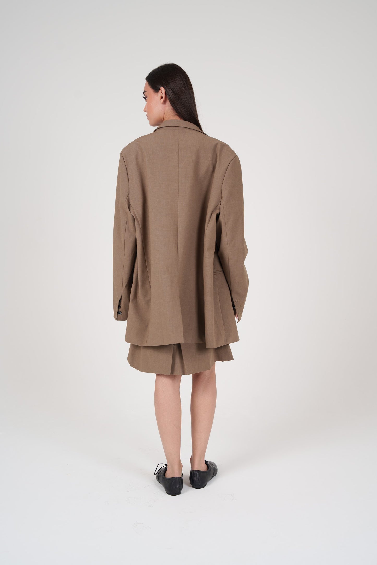 Camel Skirt & Oversized Long Blazer Set