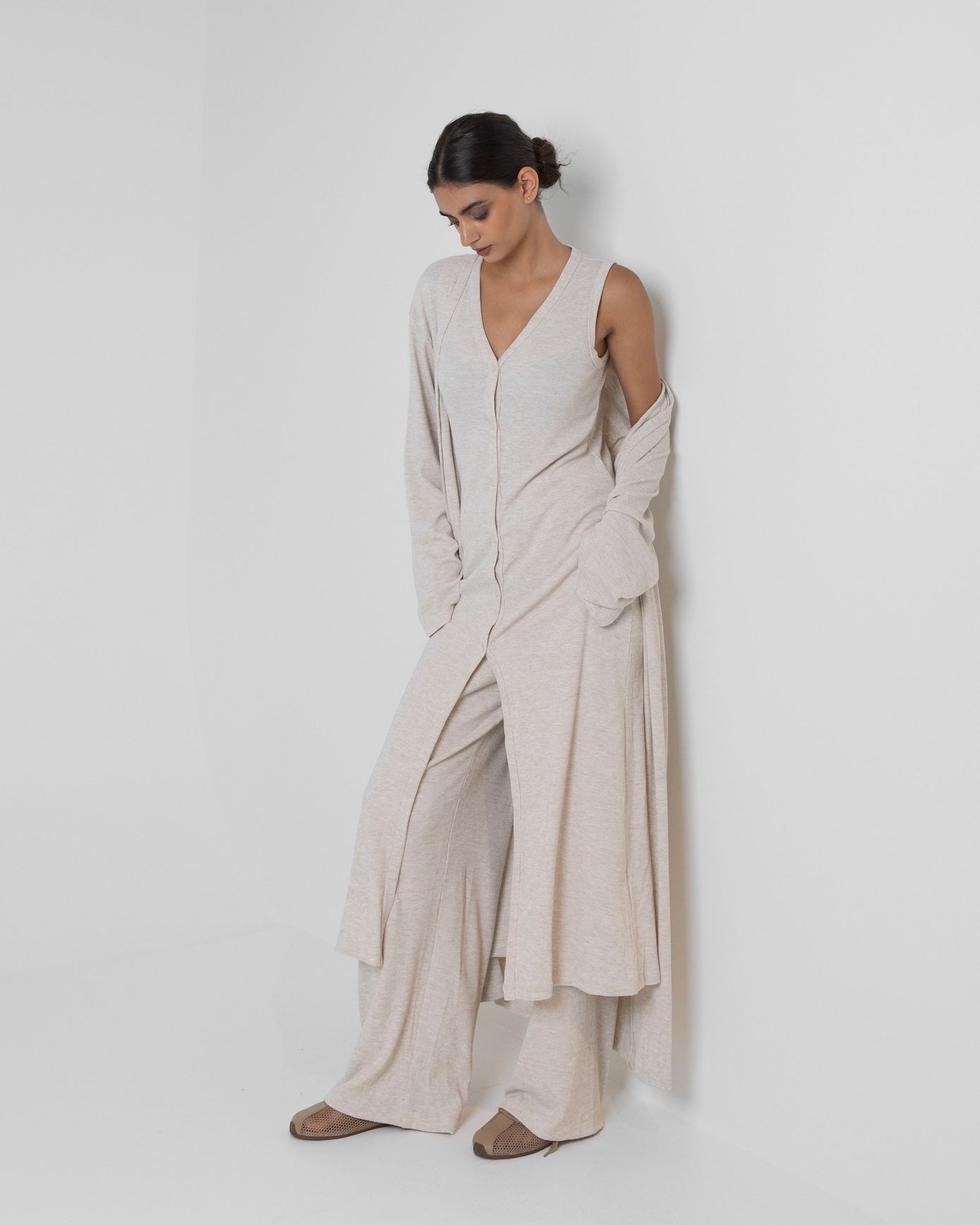 Beige Long Lounge Set