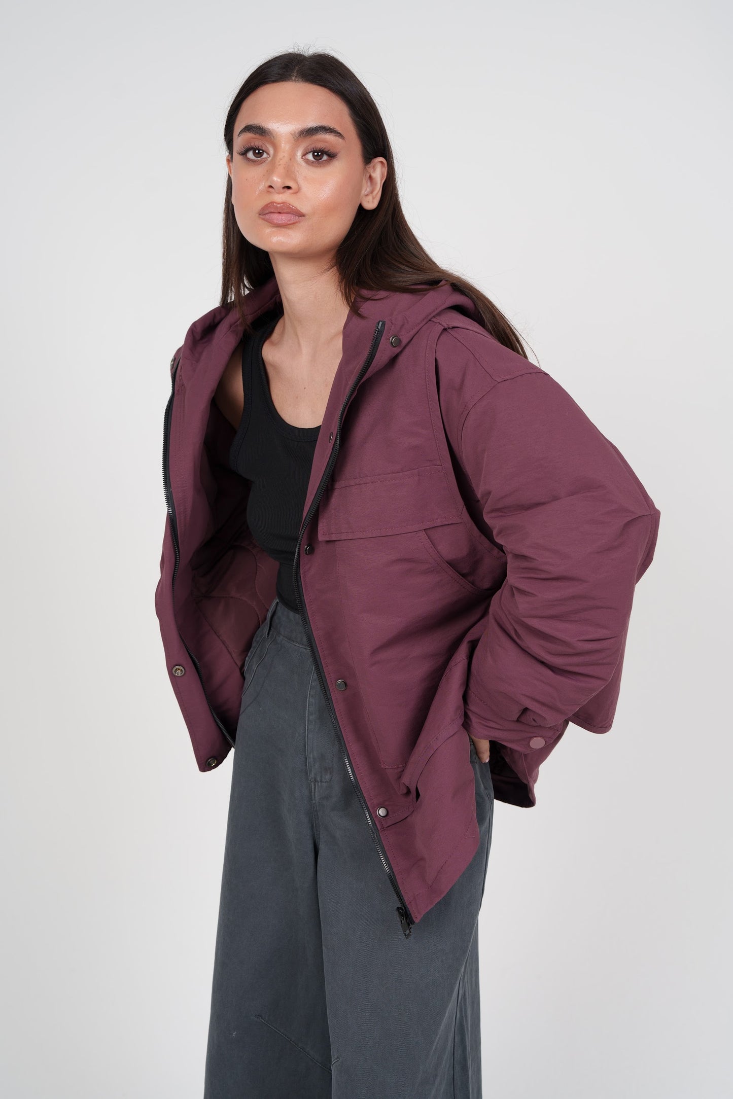 Maroon Hooded Jacket