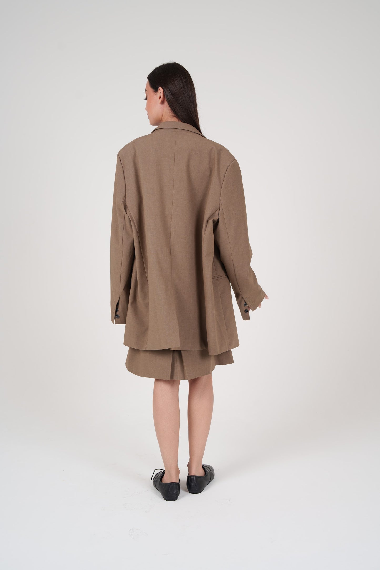 Camel Skirt & Oversized Long Blazer Set