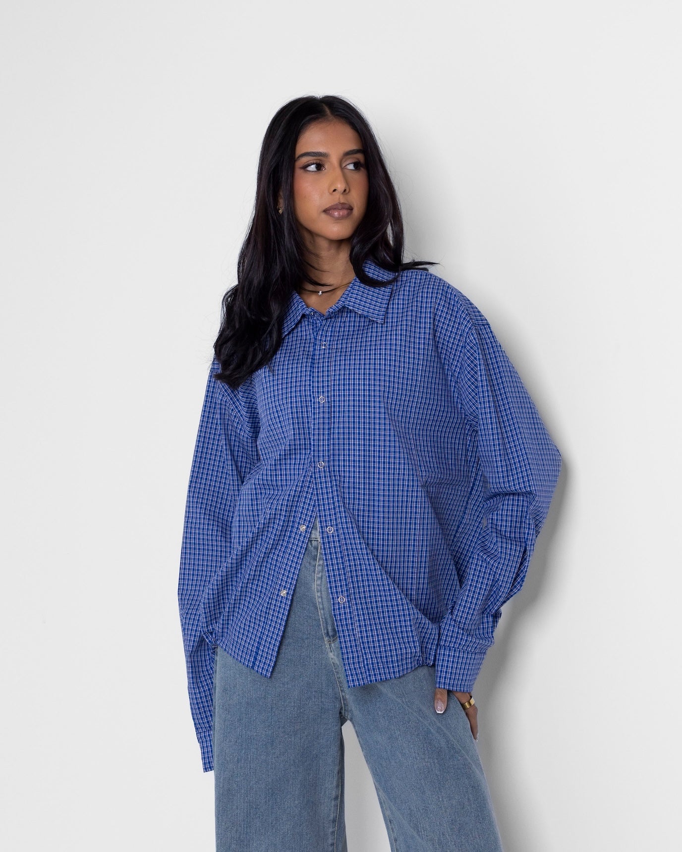 Blue Checked Gartered Shirt