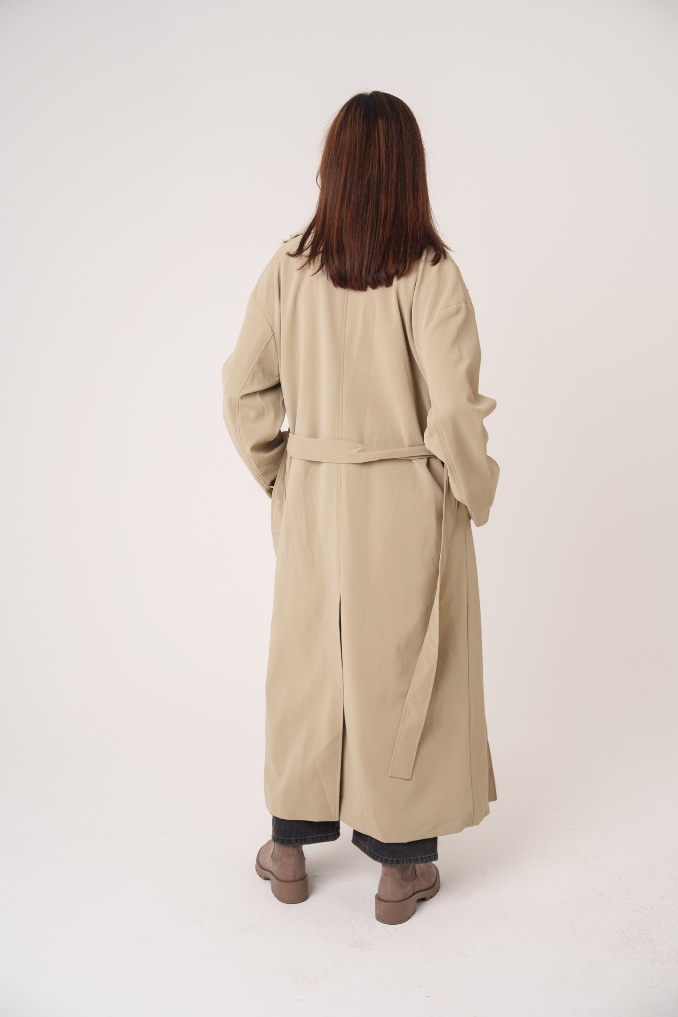Leather Long Trench-like Jacket