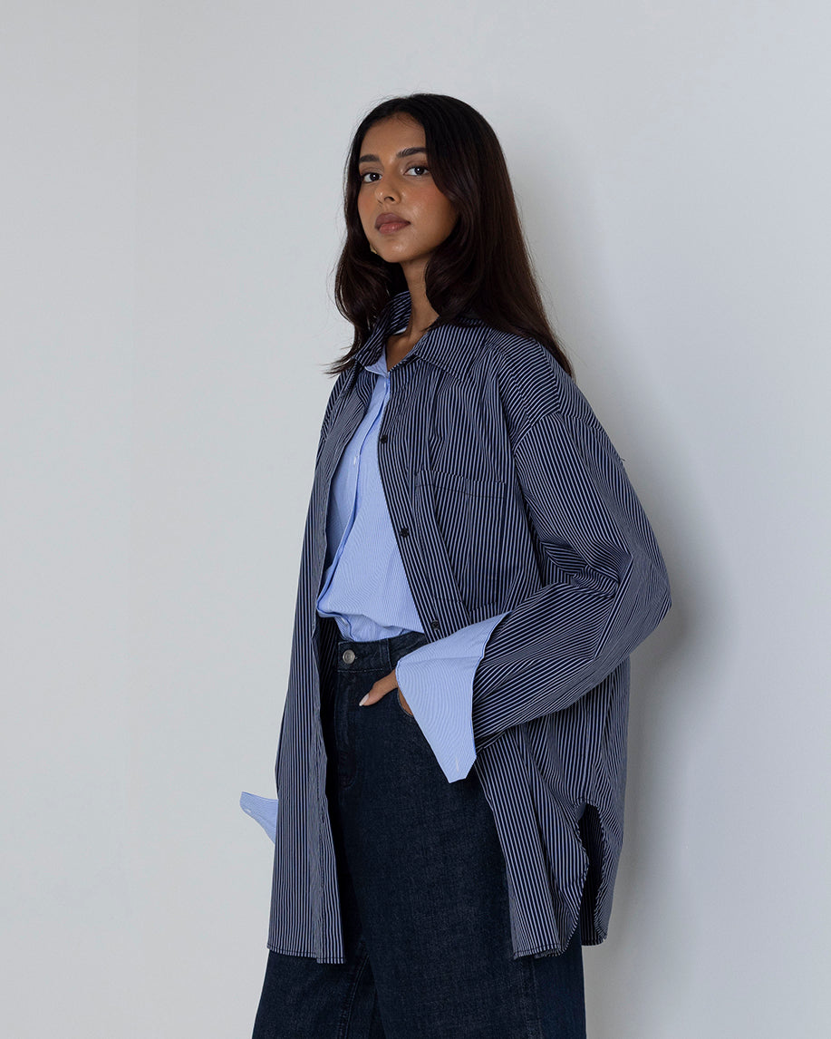 Striped Oversized Double Shirt