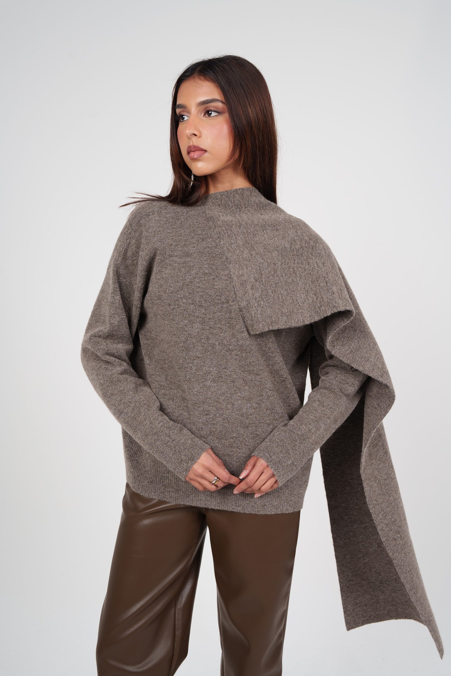 Knit Top with Attached Scarf