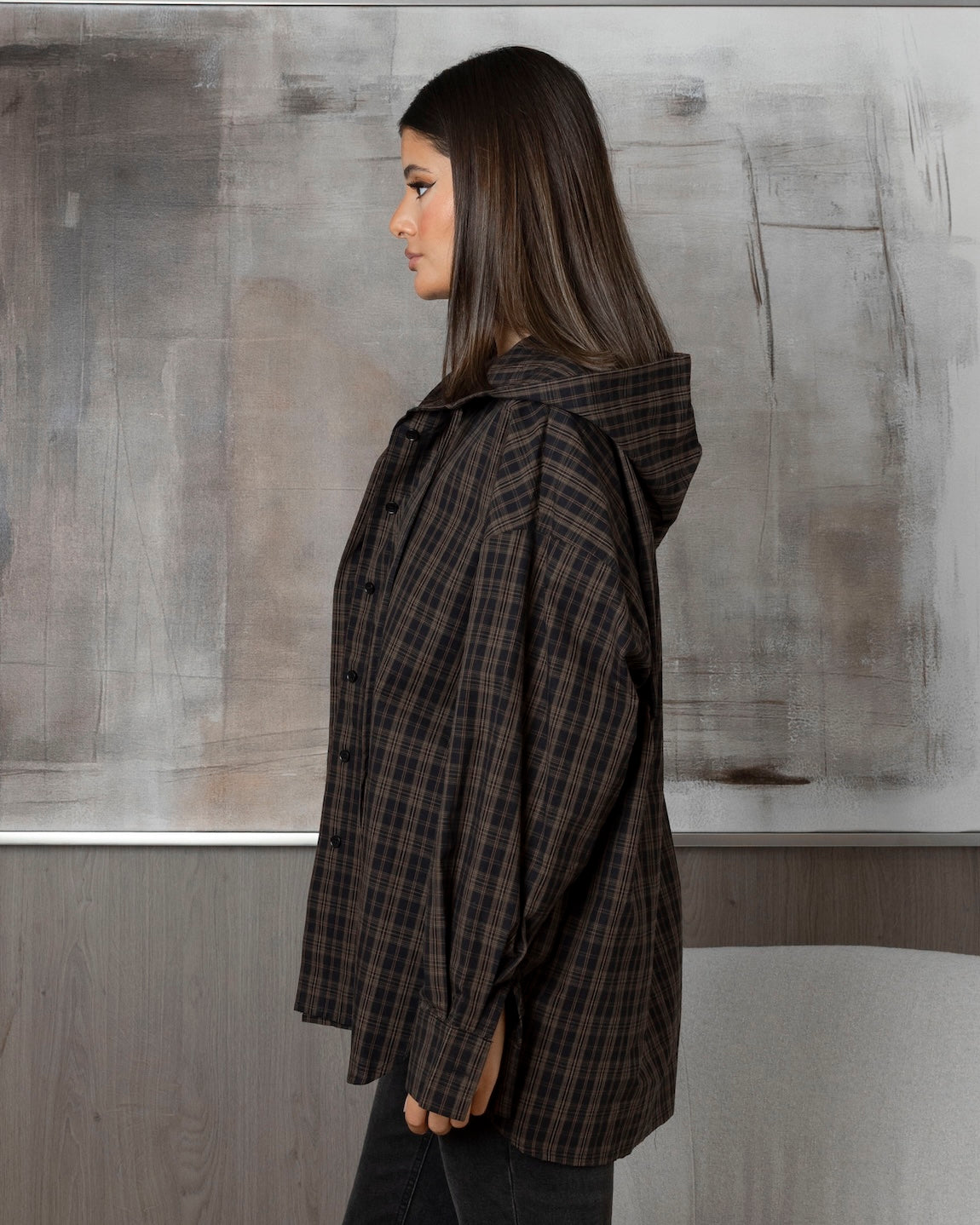 Plaid Light Hooded Shirt