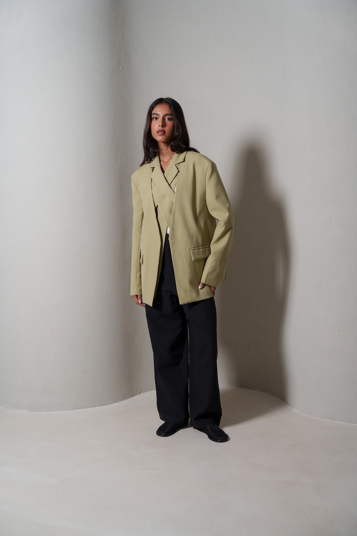 Khaki Blazer with Inner Wrap