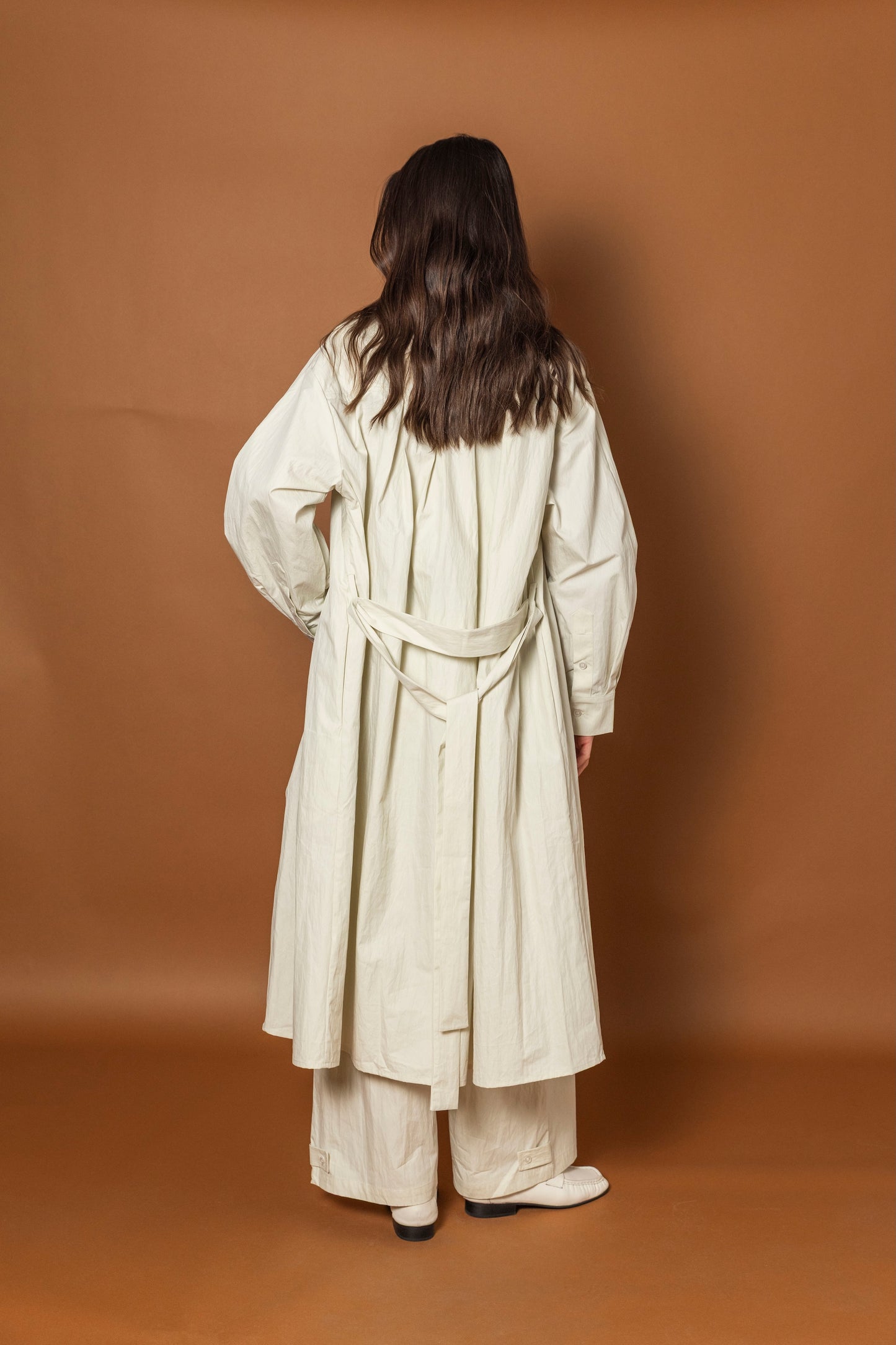 Beige Long Trench Set