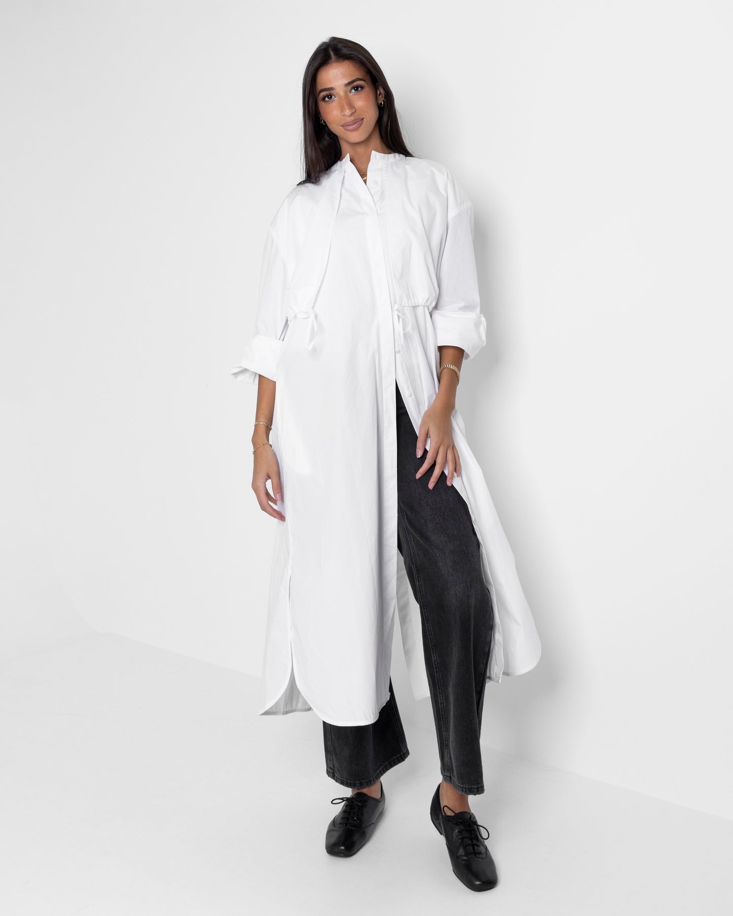 Double Layered Long White Shirt