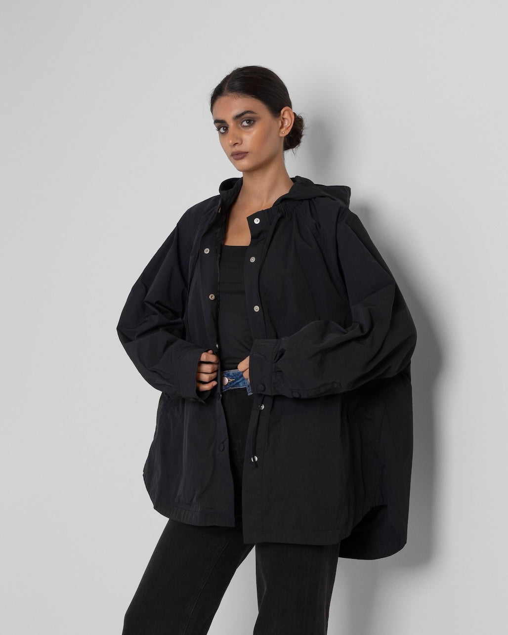 Black Hooded Top