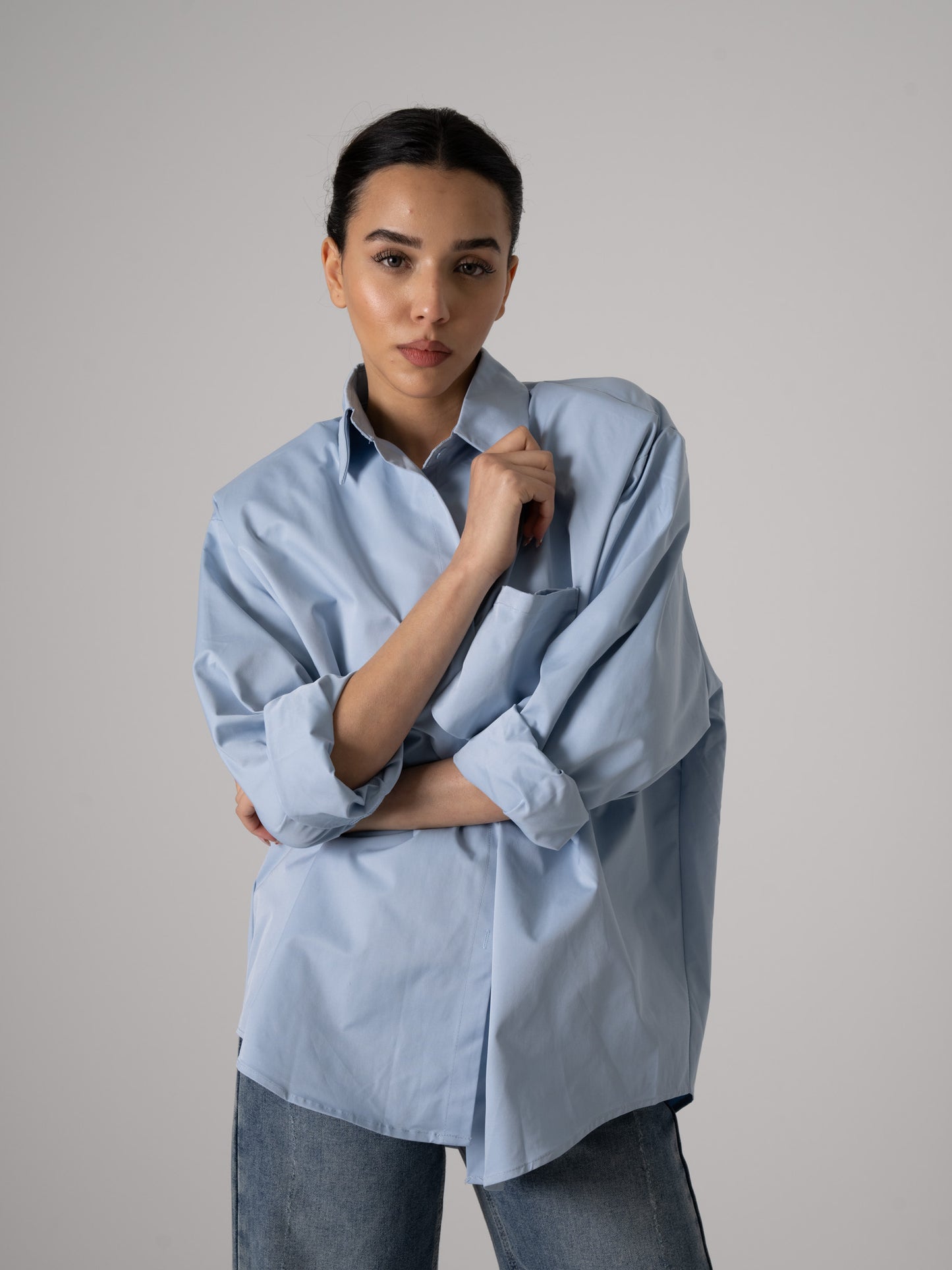 Blue Shirt with Attached Pocket