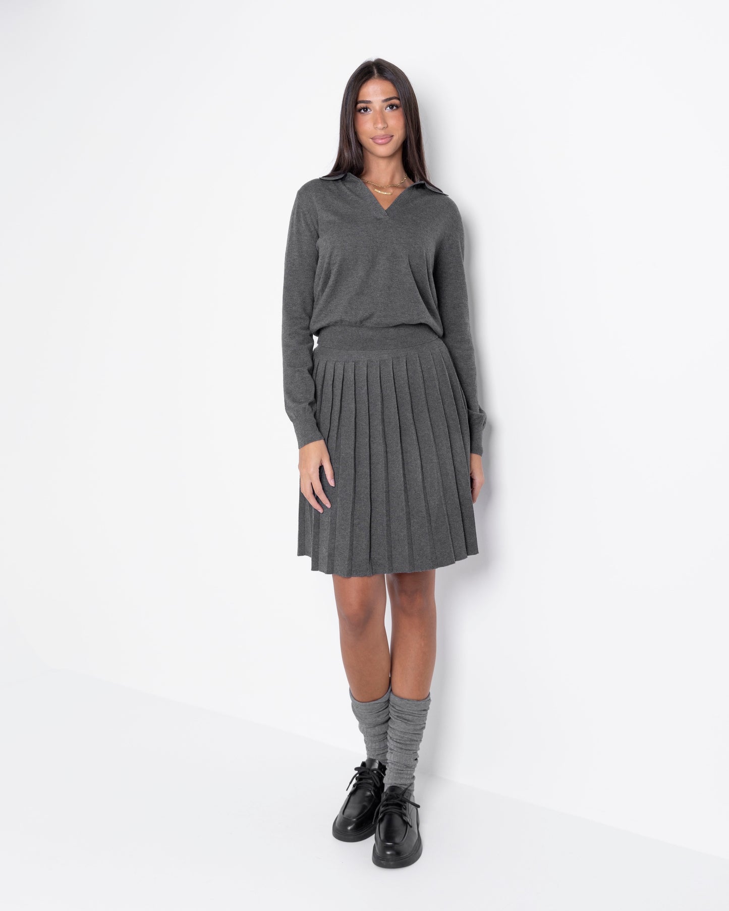 Light Knitted Pleated Skirt Set