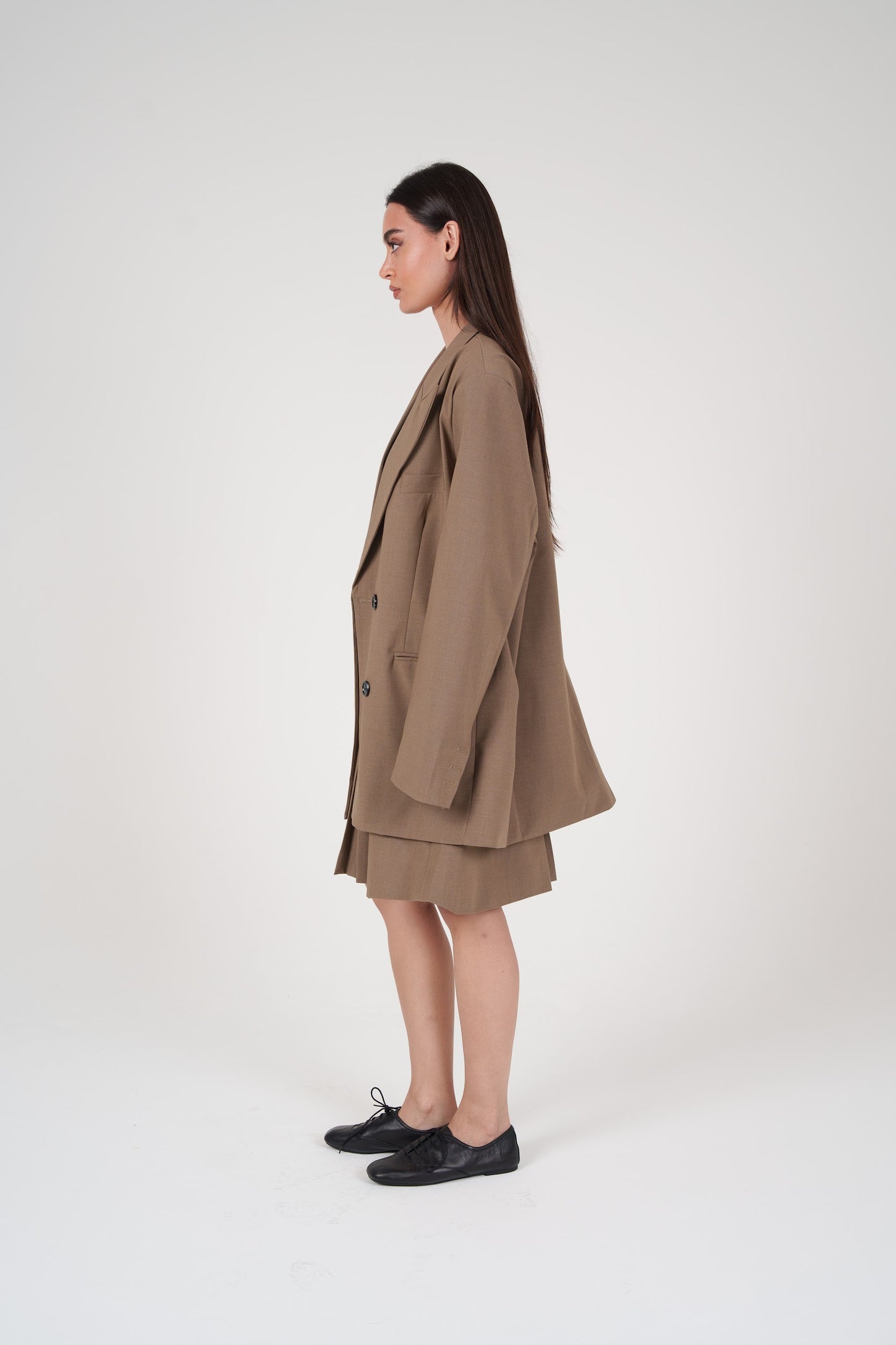 Camel Skirt & Oversized Long Blazer Set