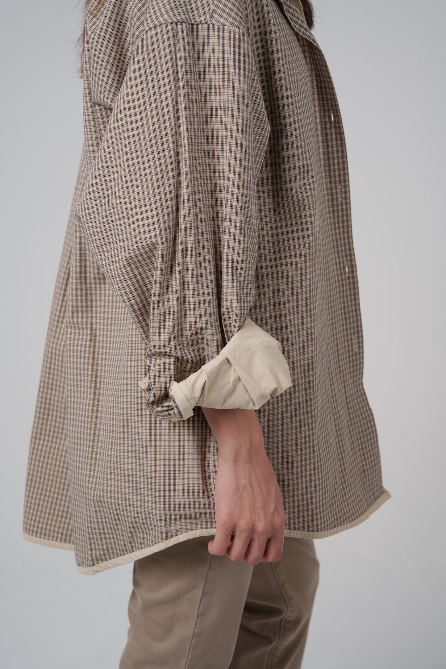 Beige Checked Double Shirt