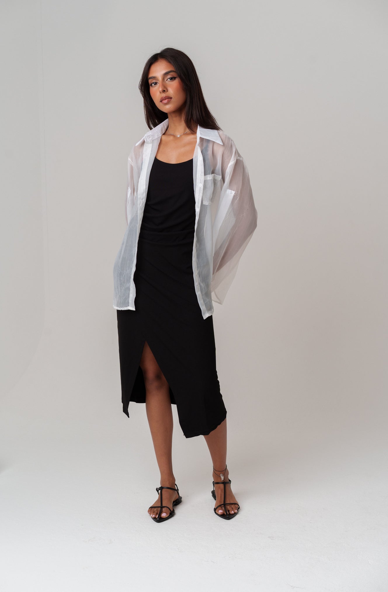 Dress & Sheer Shirt Set
