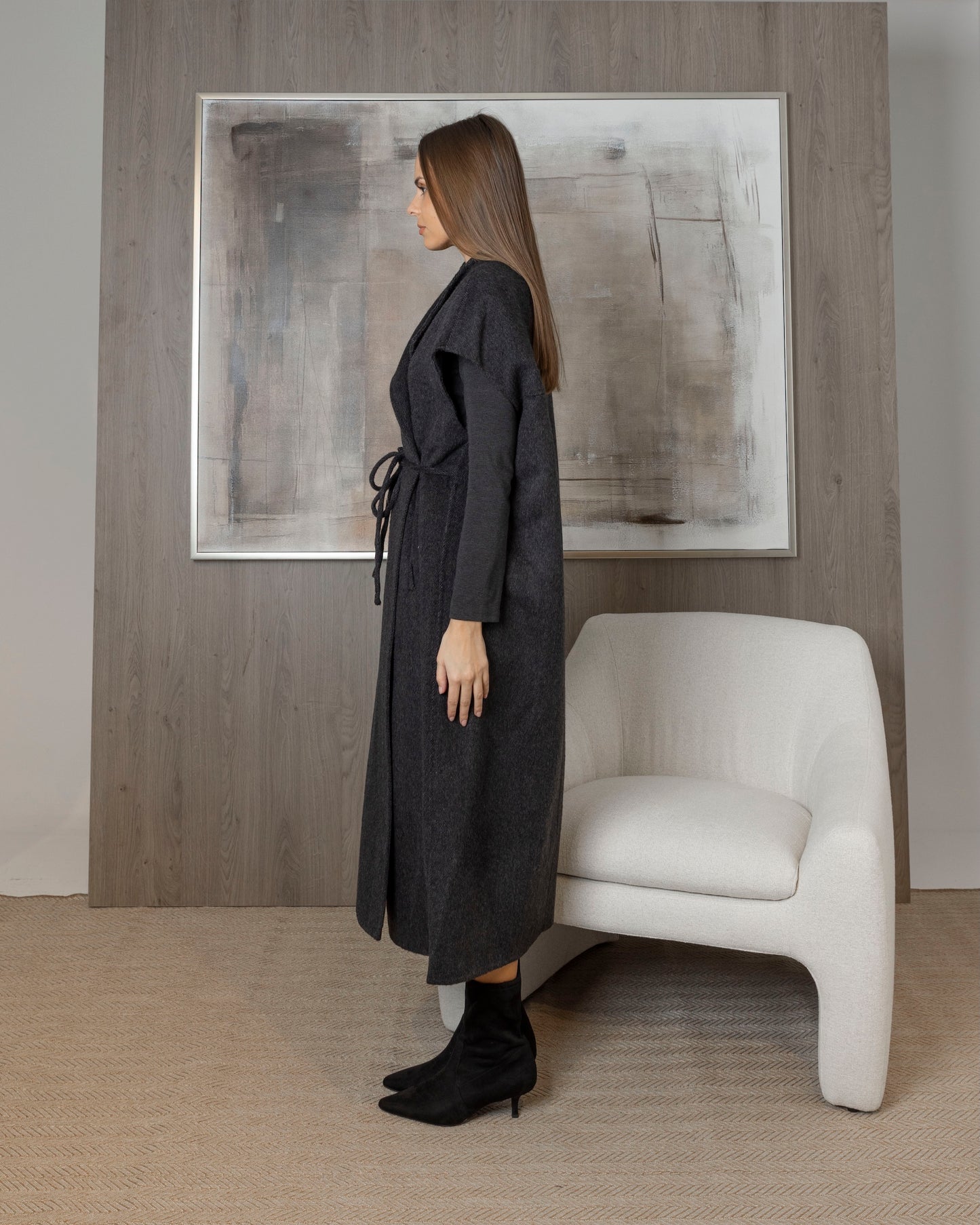 Dark Grey High Neck Long Sleeve Top