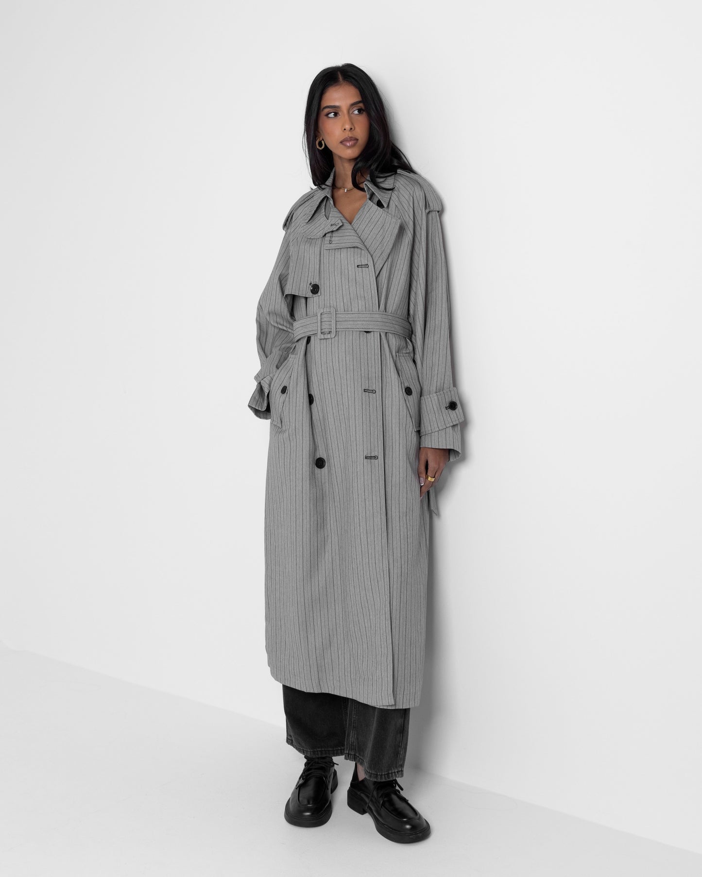 Striped Grey Trench