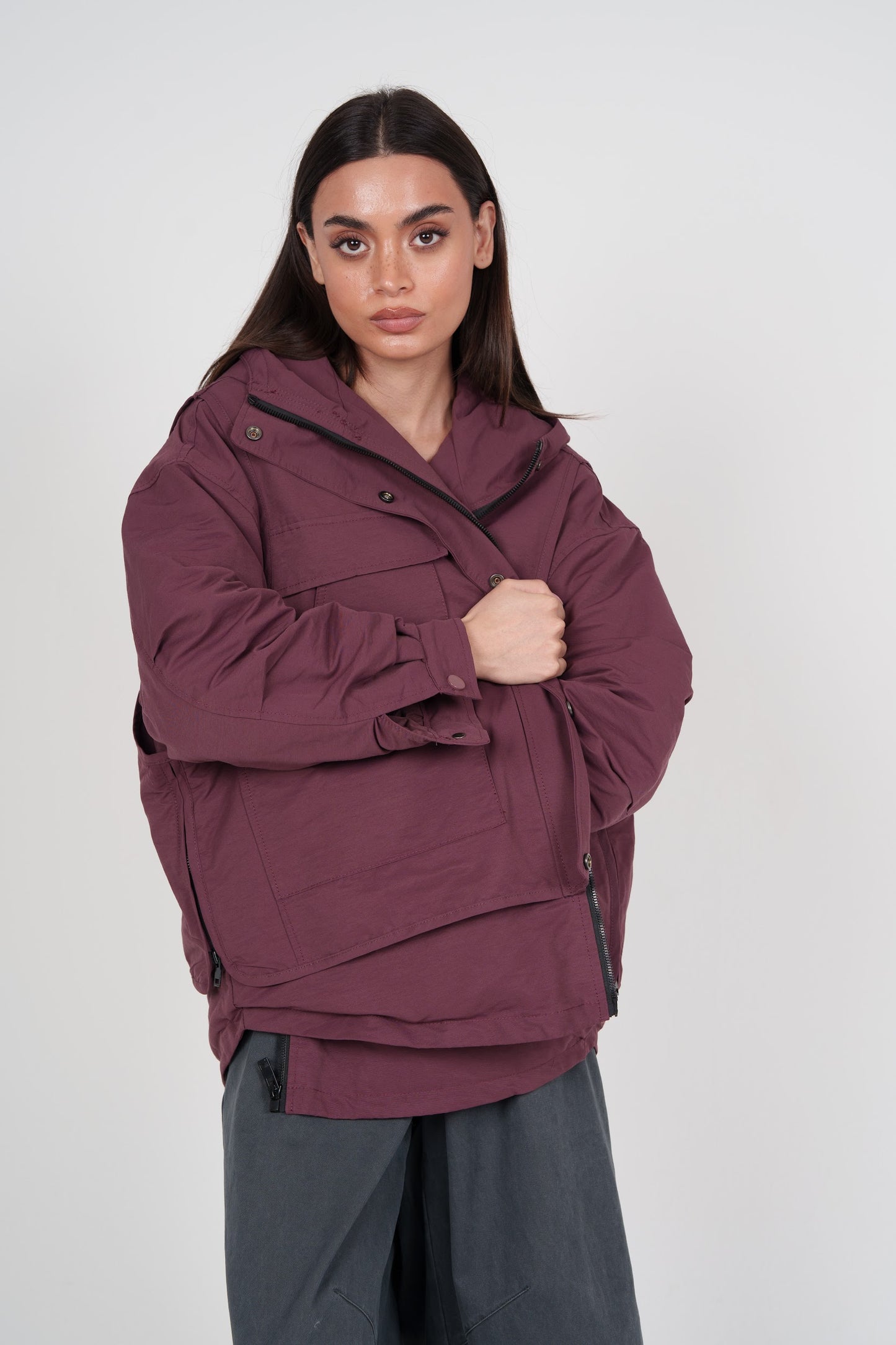 Maroon Hooded Jacket