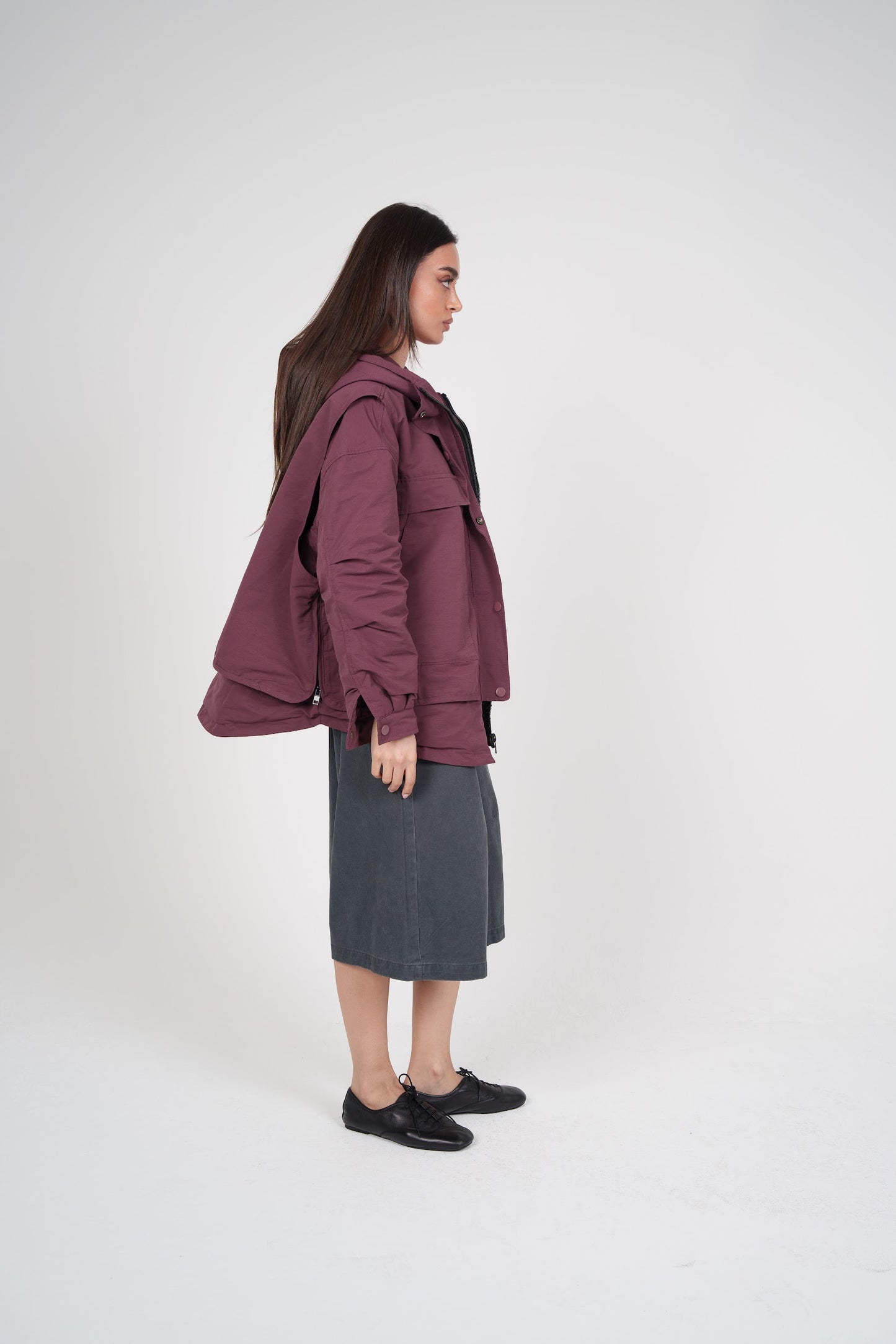 Maroon Hooded Jacket