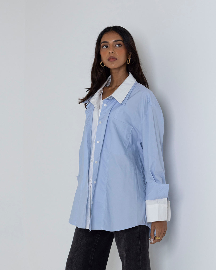 Contrast Collar Shirt