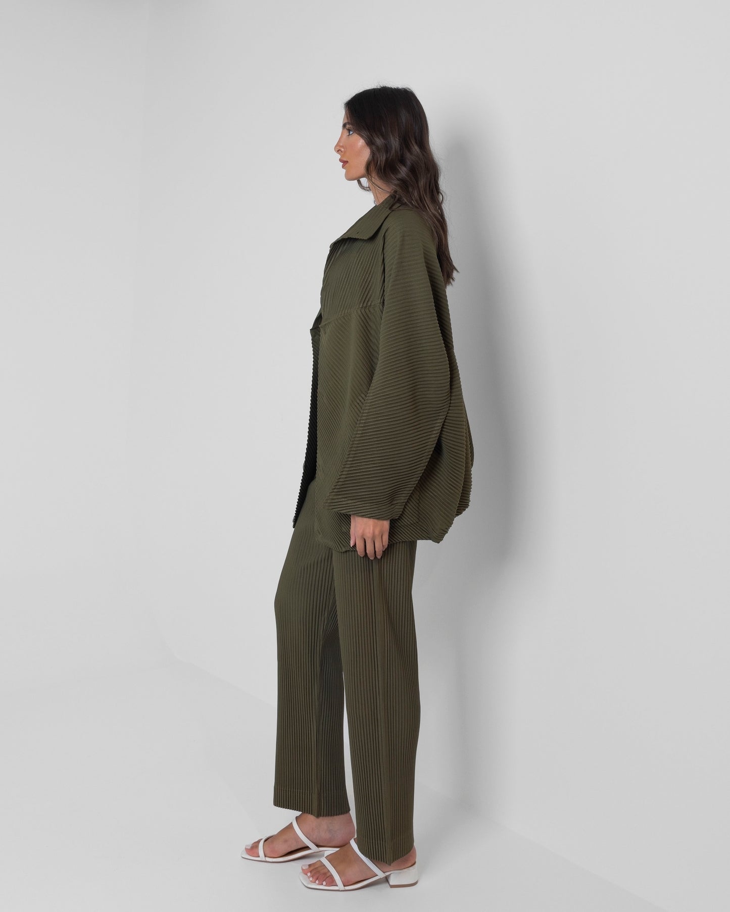 Green Pleated Set