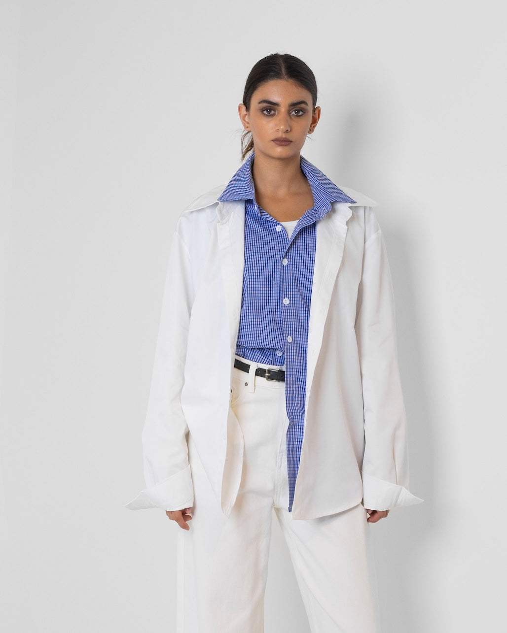 Double Shirt White & Blue Striped