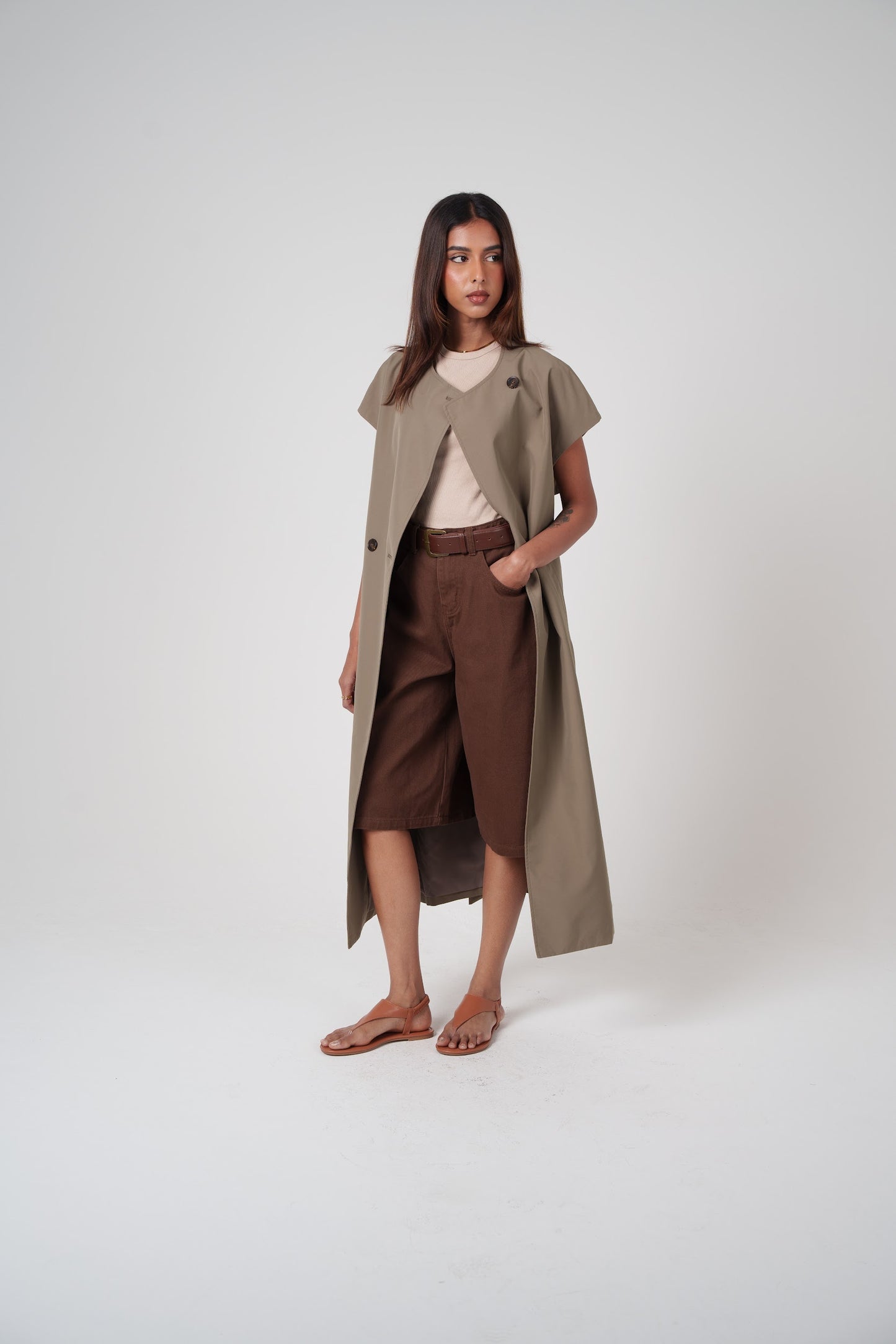 Short Sleeve Khaki Trench