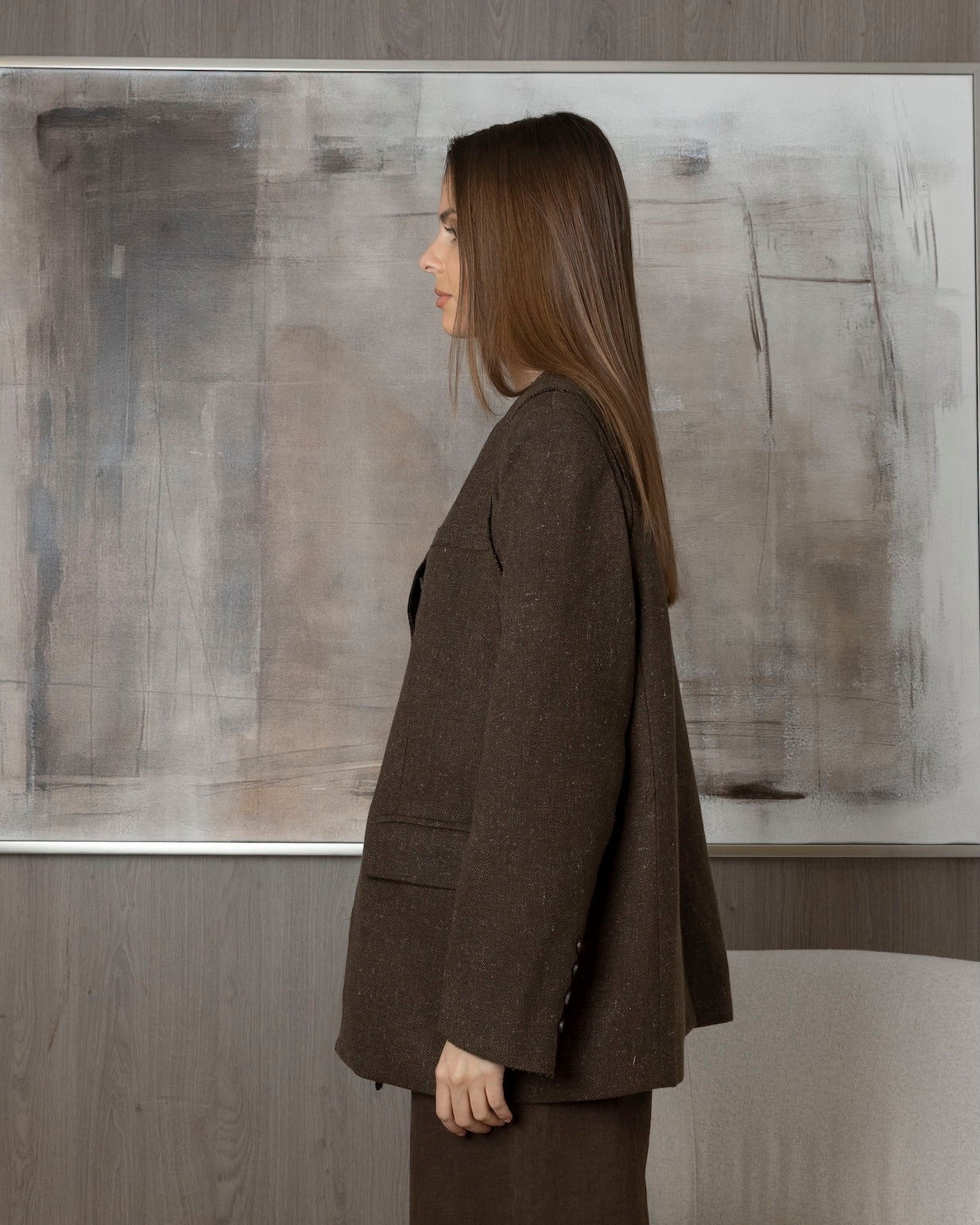 Non-Collared Brown Blazer