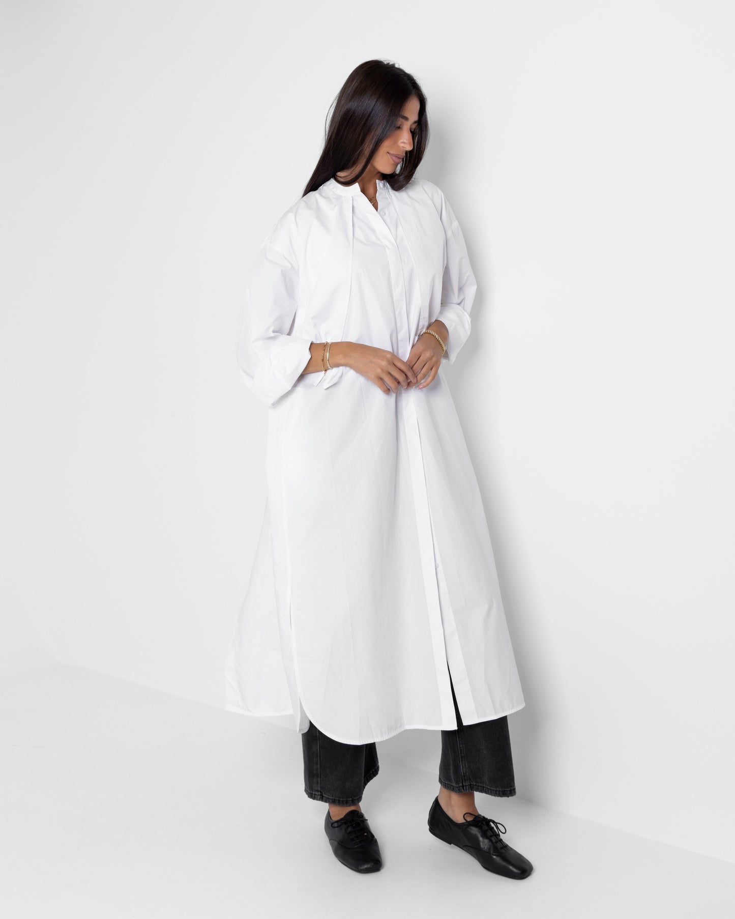 Double Layered Long White Shirt