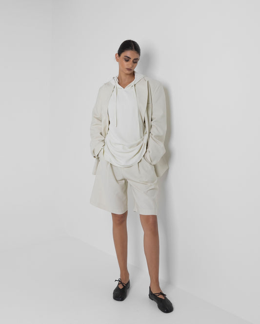 Beige Shorts Blazer Set