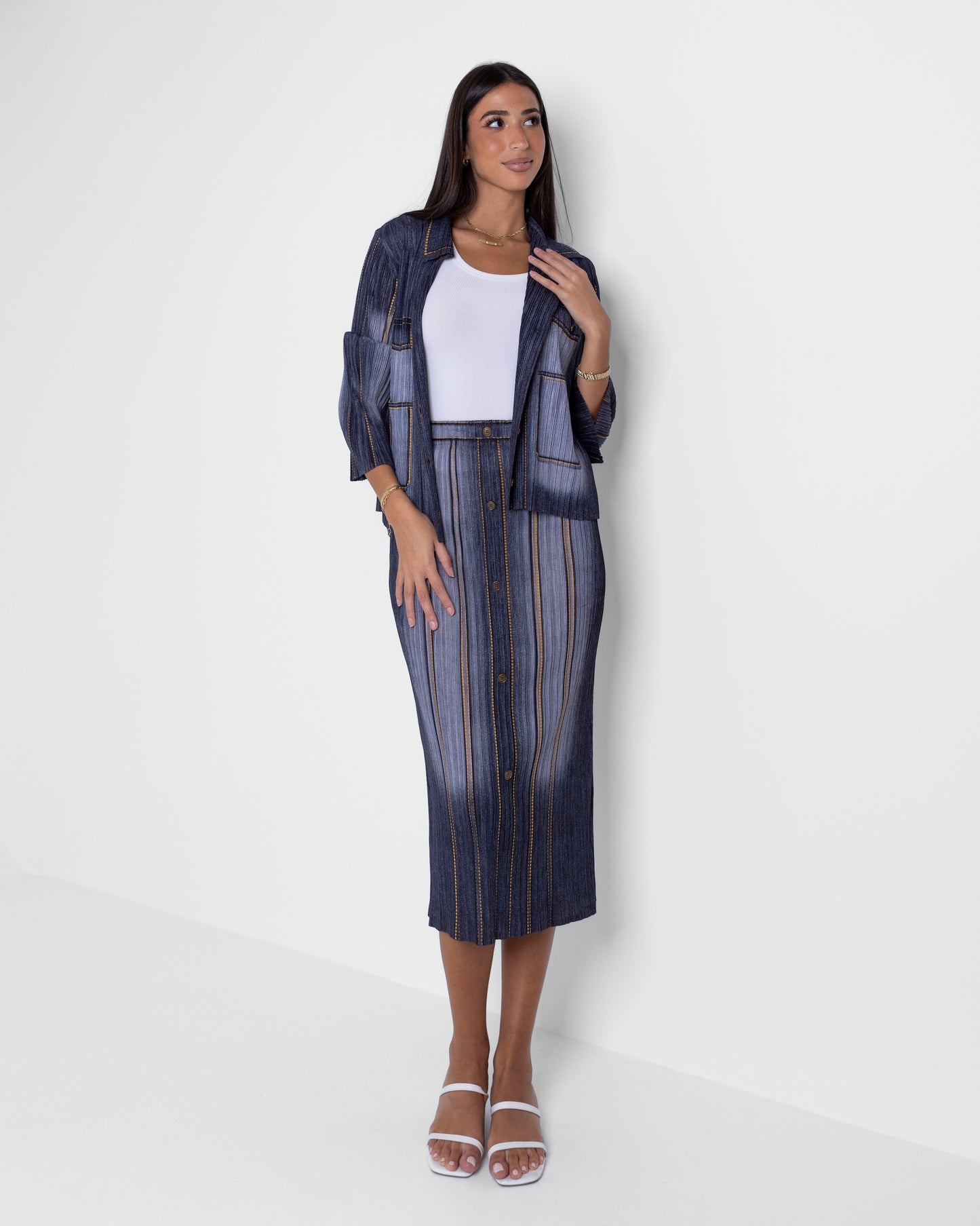 Pleated Denim Effect Set