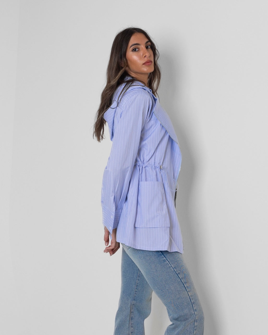 Gartered Blue Striped Jacket