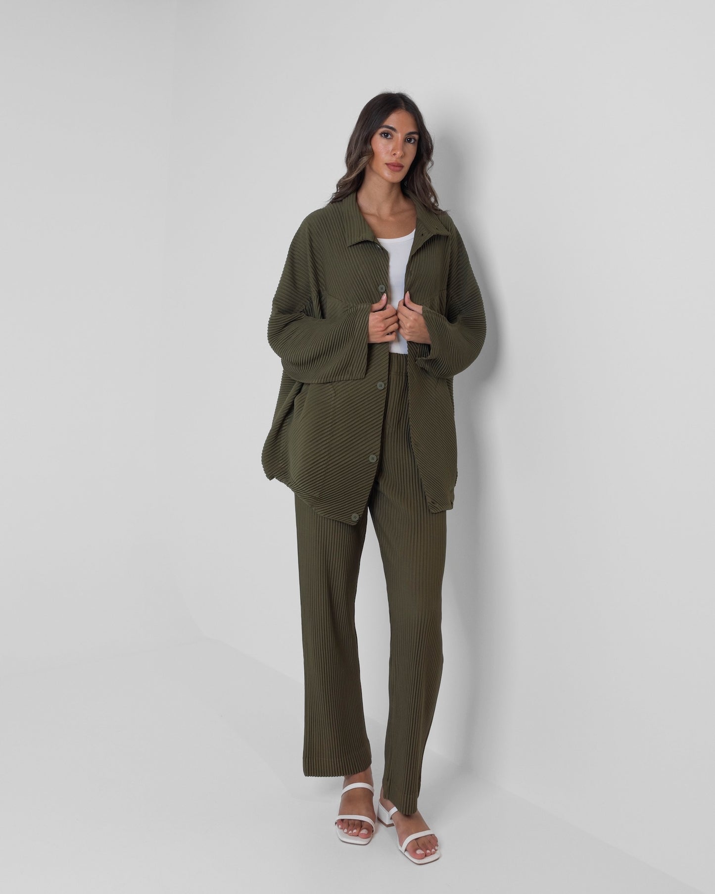 Green Pleated Set