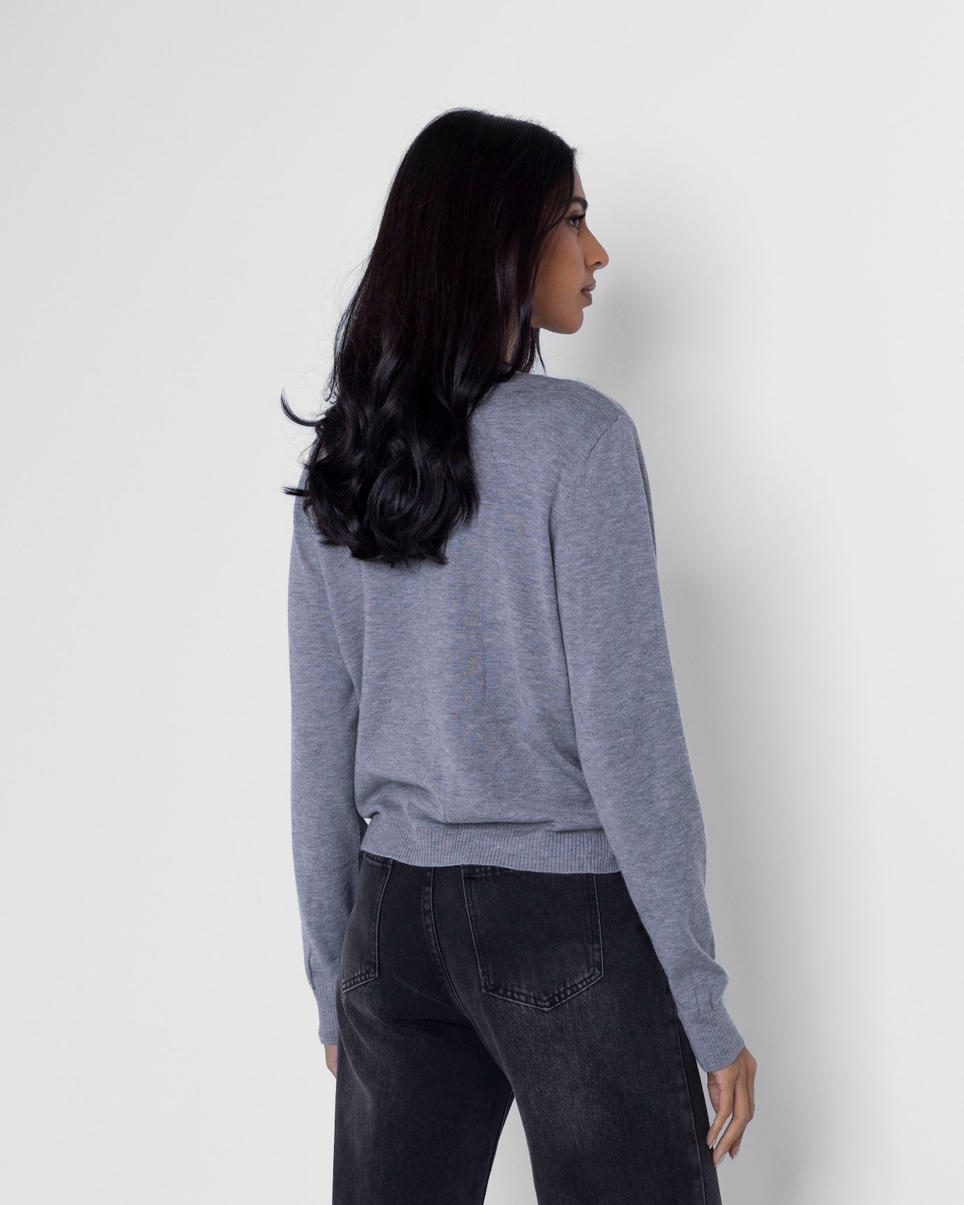 Grey Layered Knitted Cardigan Set
