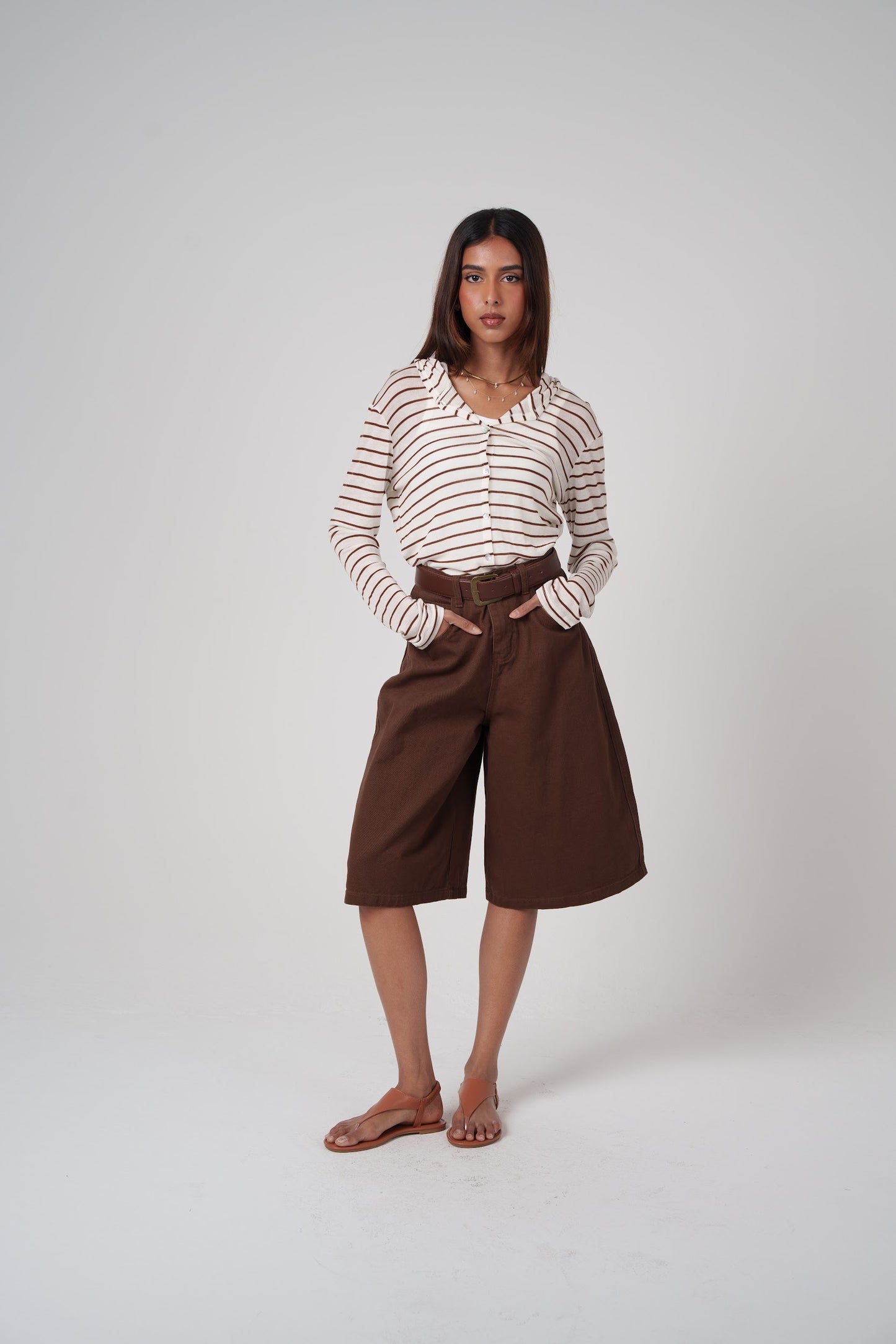 Denim Bermuda with Belt