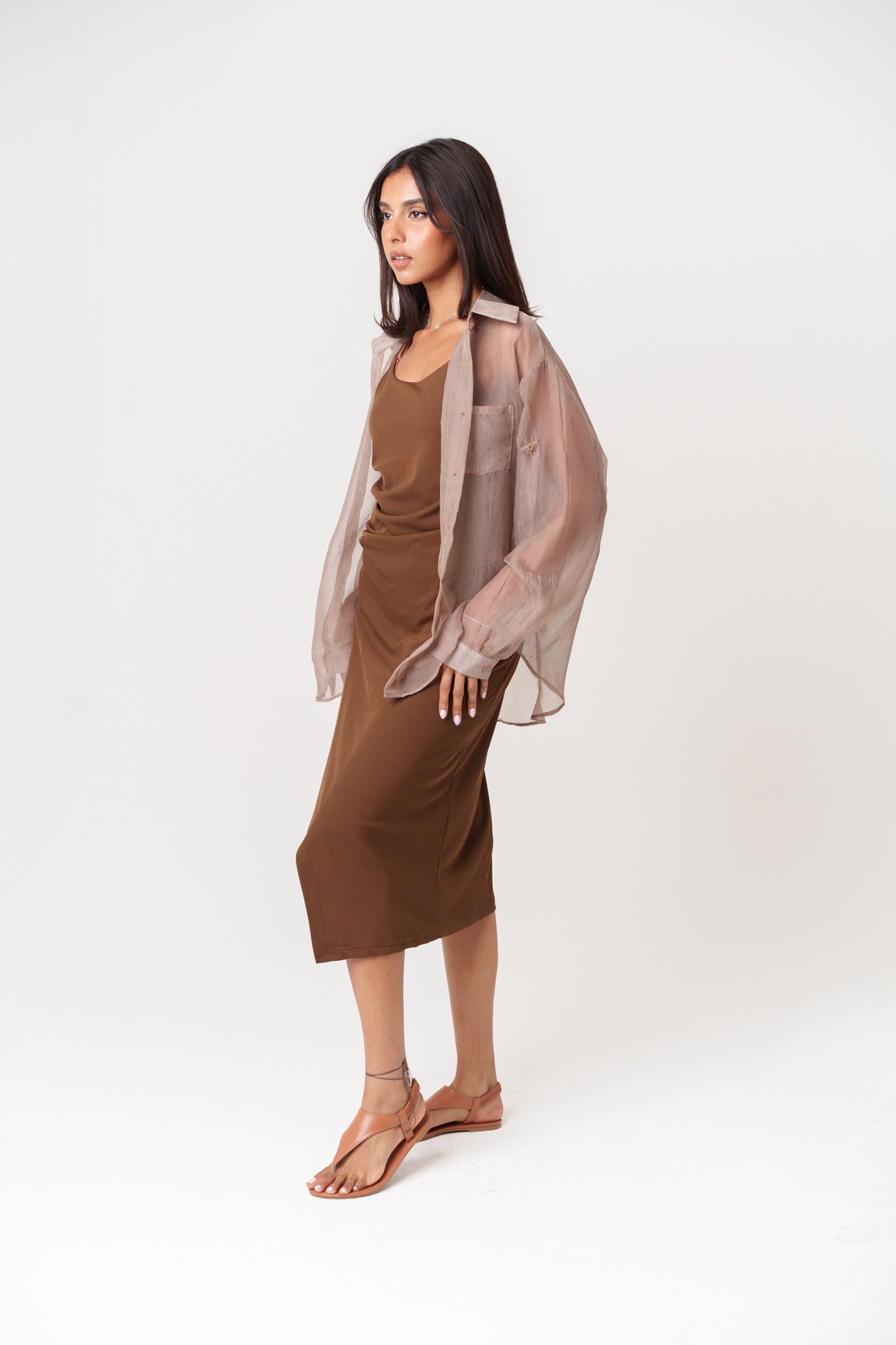 Dress & Sheer Shirt Set