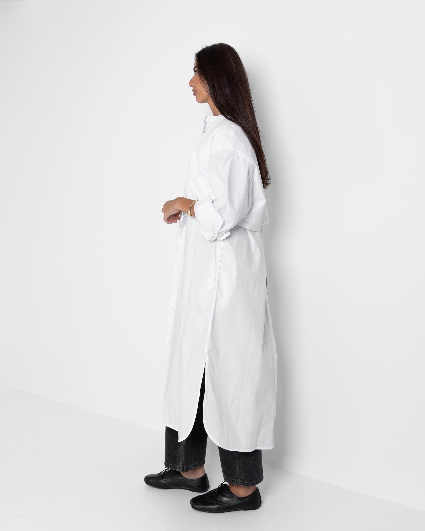 Double Layered Long White Shirt