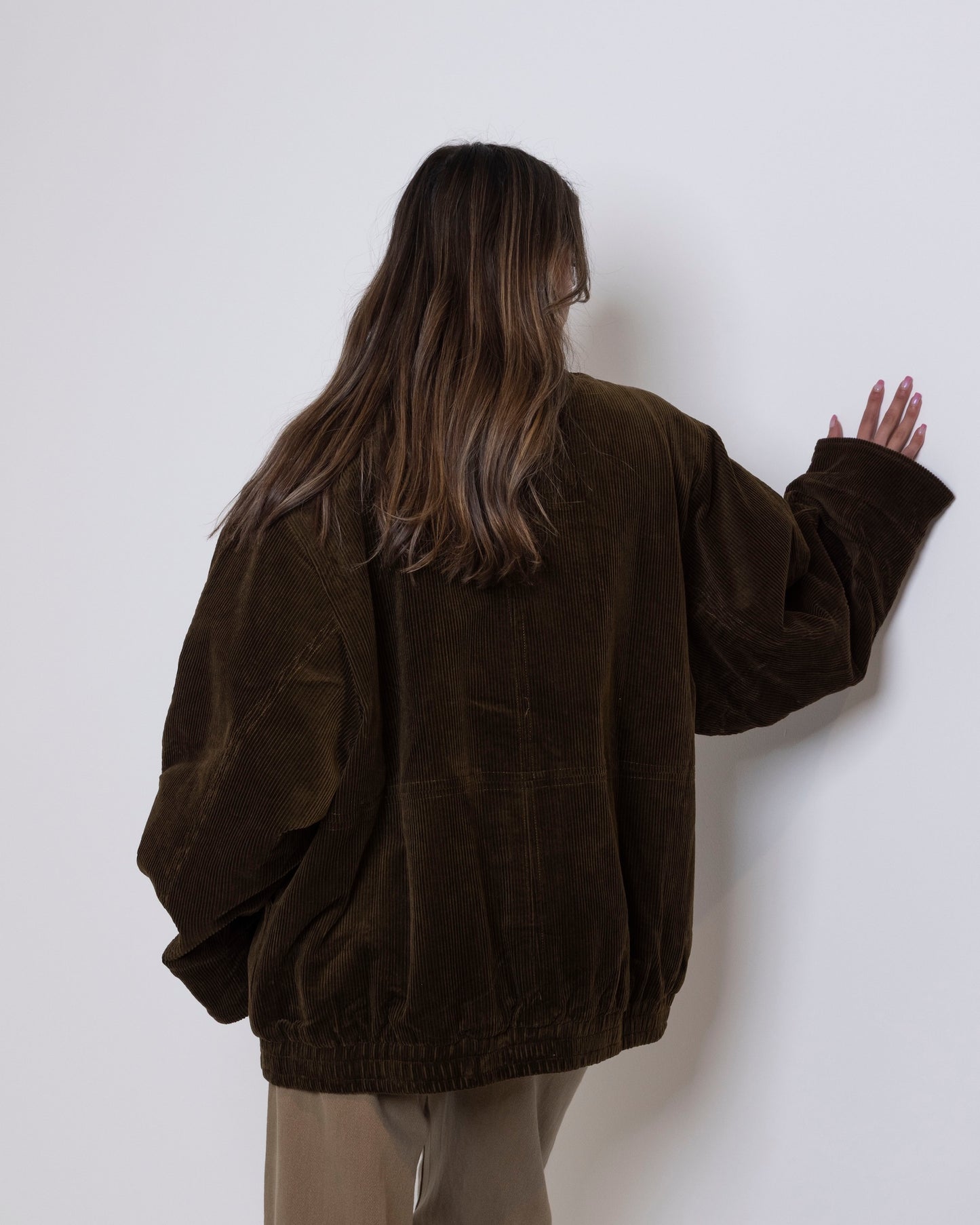 Khaki Corduroy Oversized Jacket