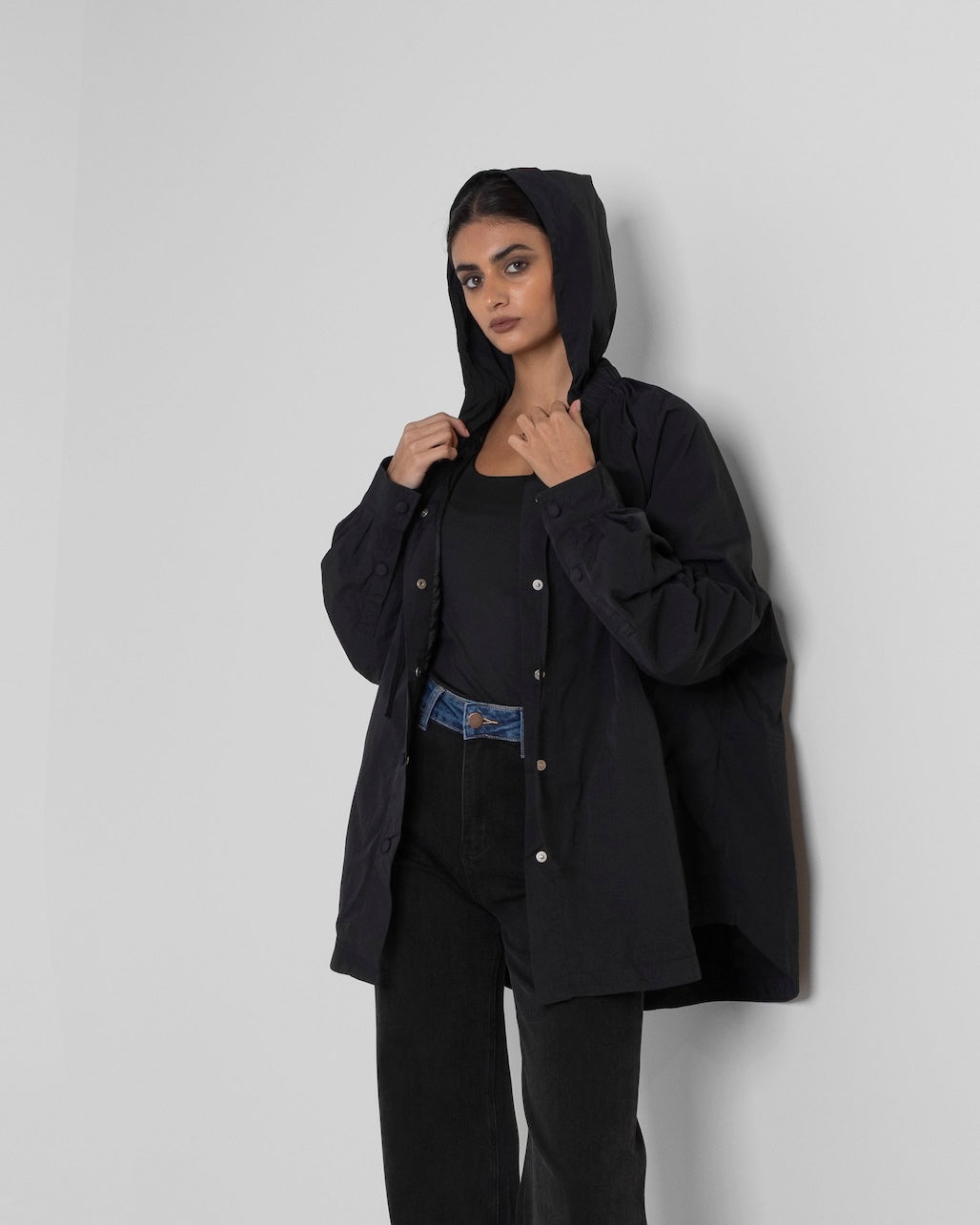 Black Hooded Top
