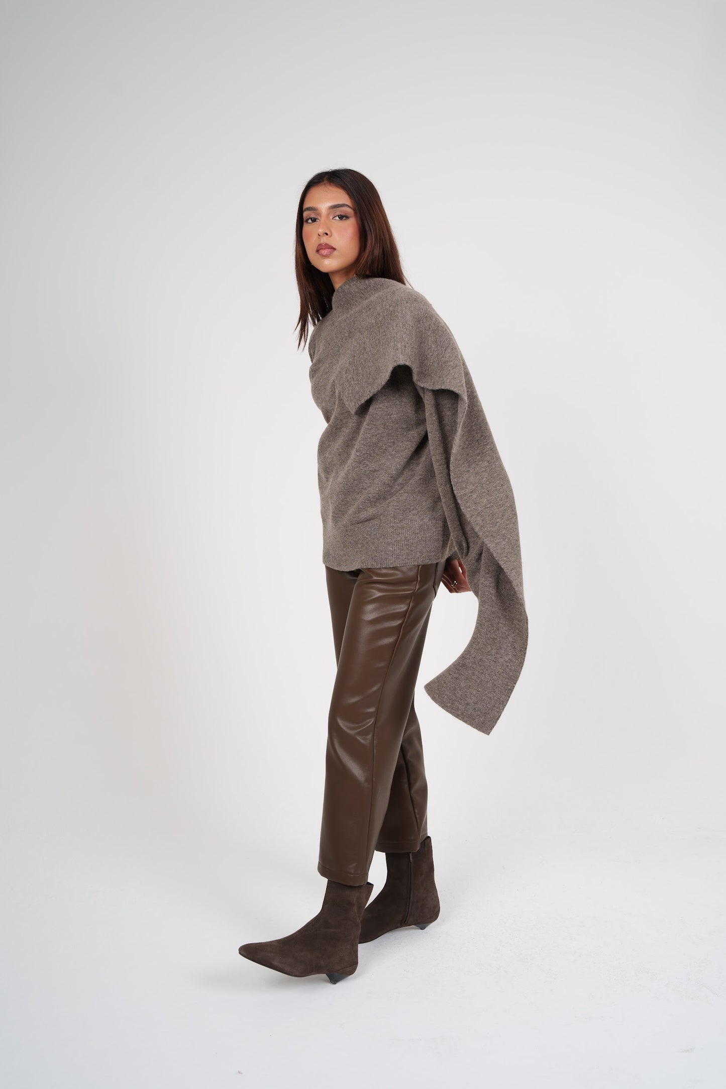 Knit Top with Attached Scarf