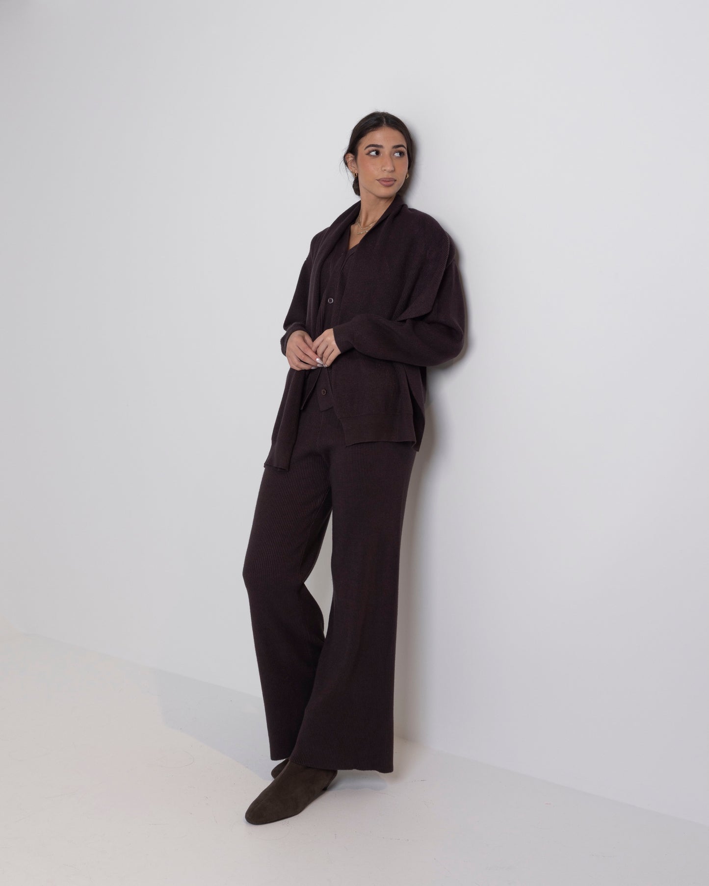 Brown Knitted 2 Piece Set