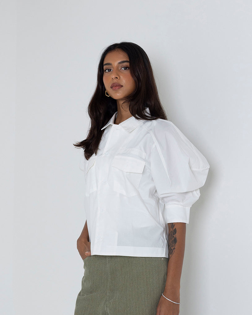 Short White Utility Shirt