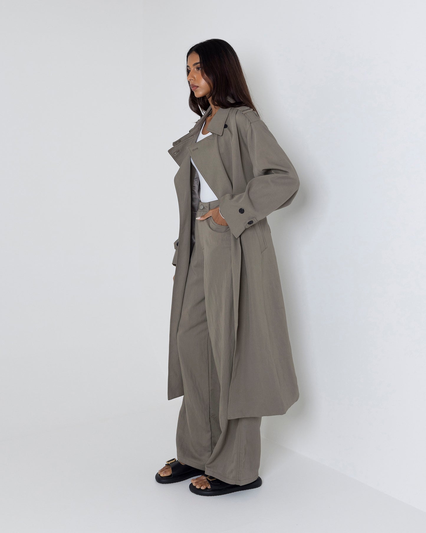Grey/Khaki Trench Set