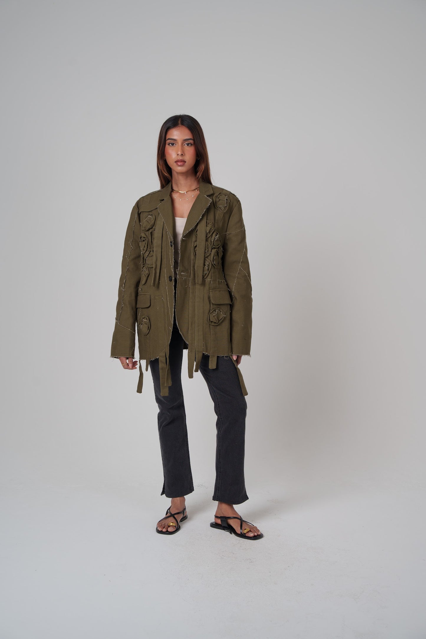 Deconstructed Green Patchwork Blazer