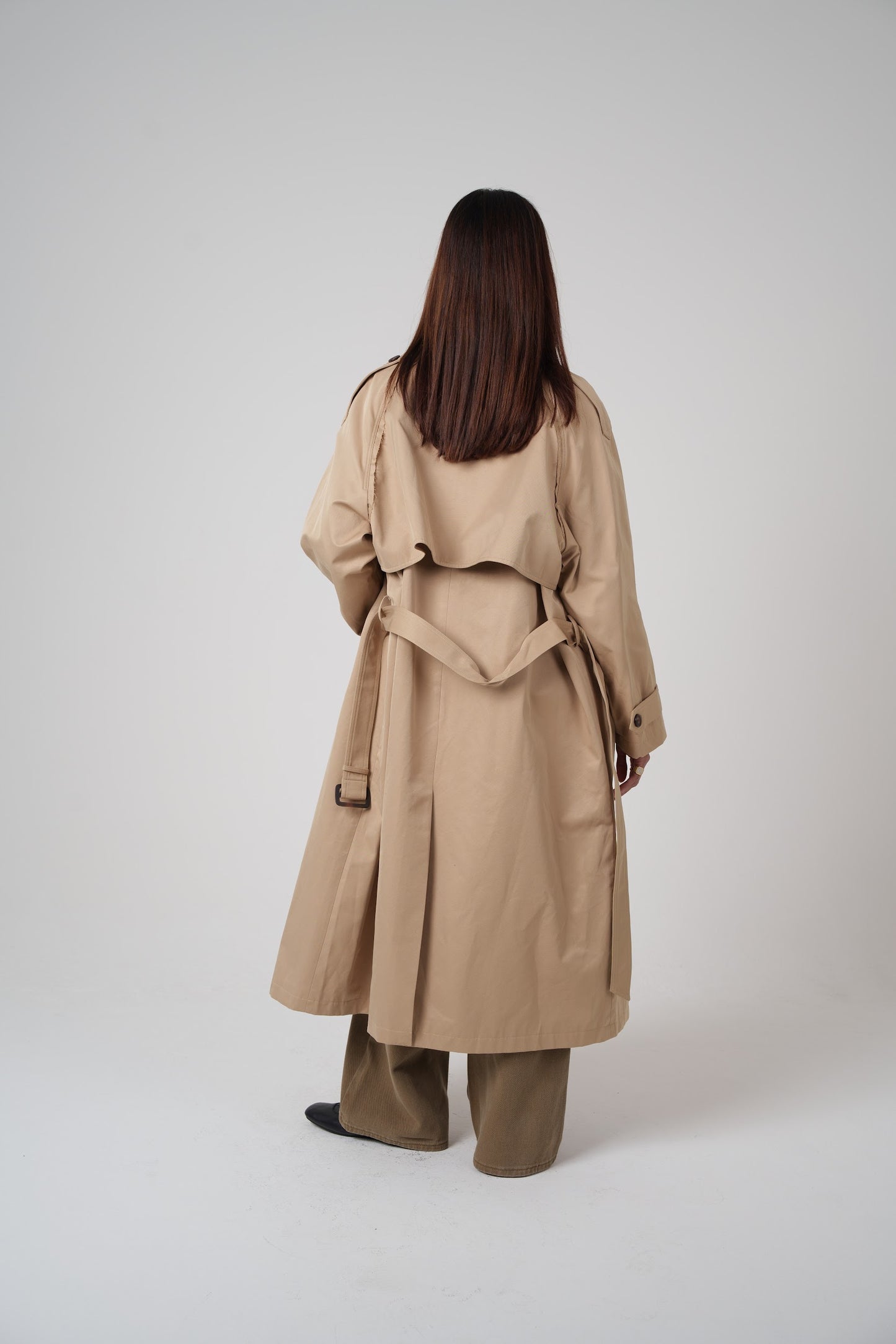Beige Double Breasted Summer Trench