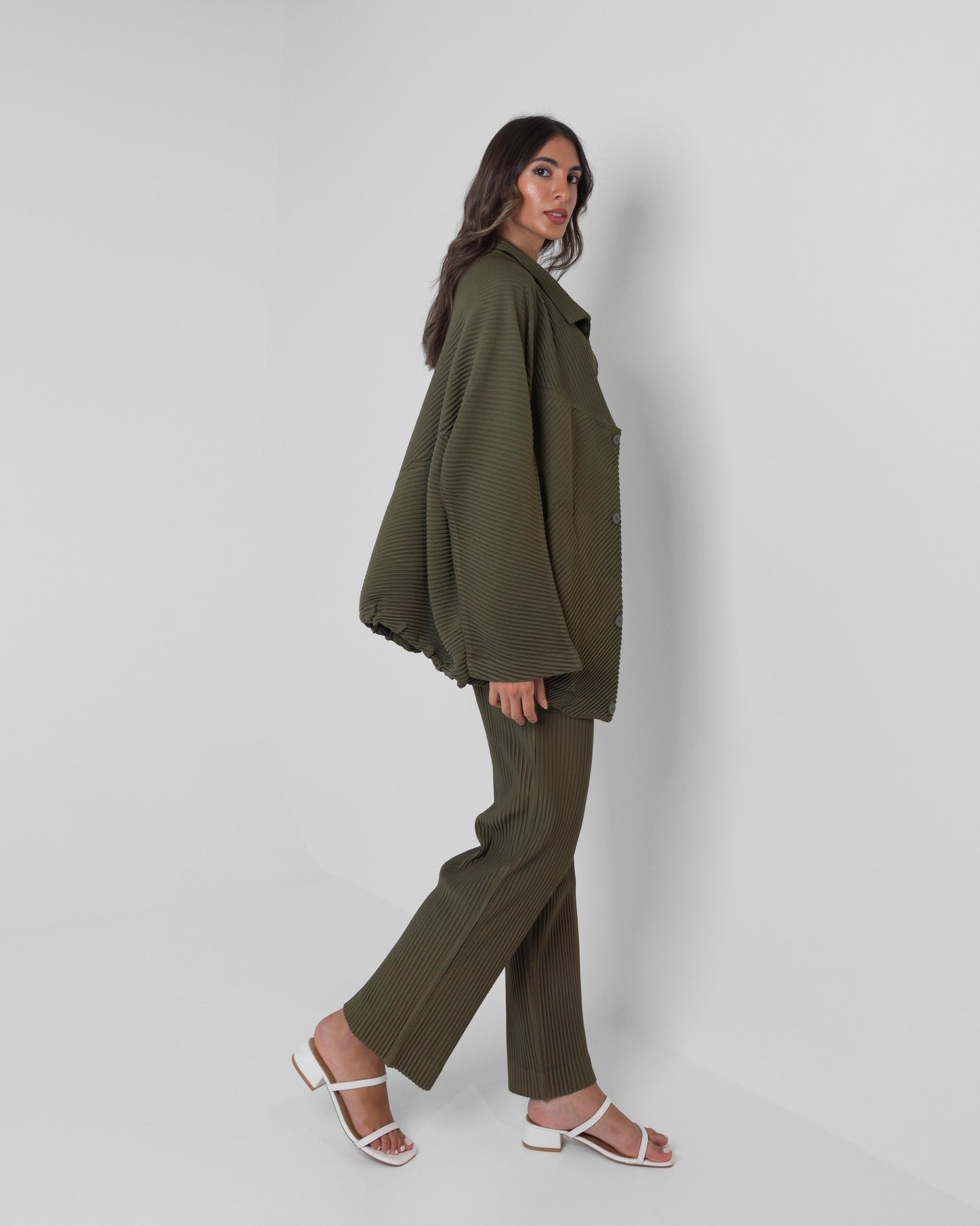 Green Pleated Set