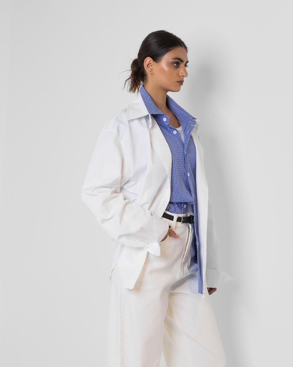 Double Shirt White & Blue Striped