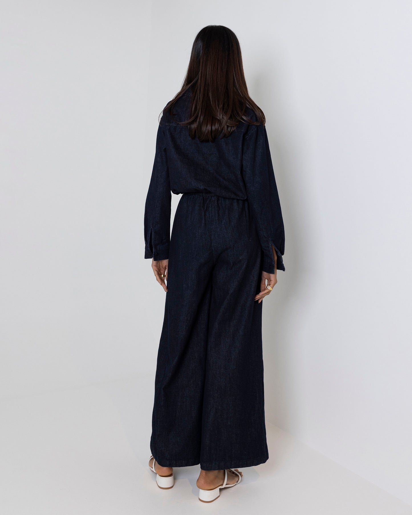 Dark Denim Wide Pant & Cropped Top Set