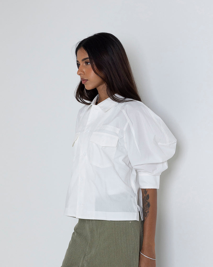 Short White Utility Shirt
