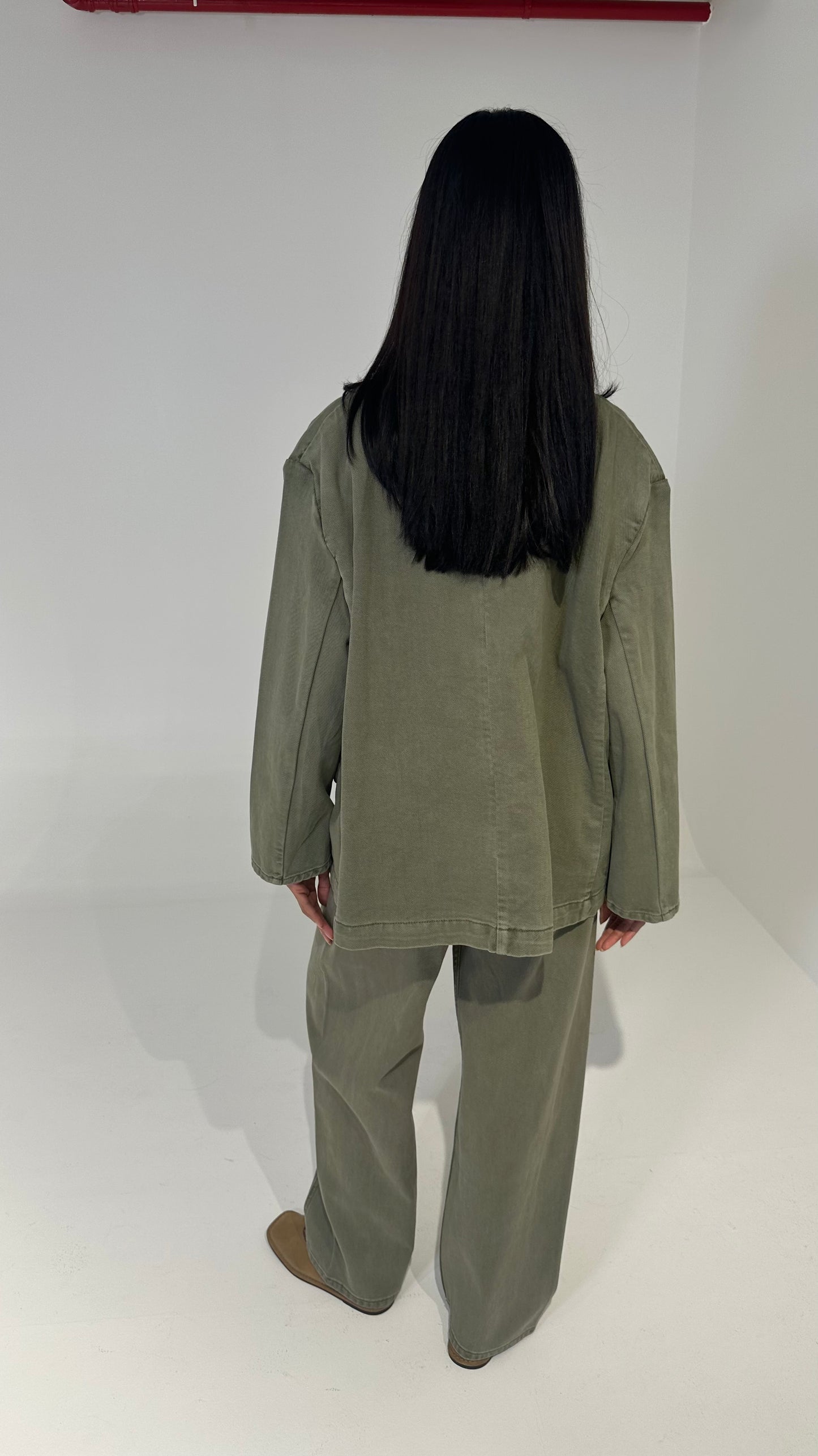 Olive Denim Blazer Set
